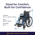 Drive Medical Single Axle Blue Streak Wheelchair, Flip Back Desk Arm, Swing Away Footrests, 18", 1 Count 🍁 All In One Marketplace Canada