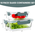 VERONES 10 Pack Glass Meal Prep Containers, Airtight & Stackable Glass Food Storage Containers Set with Lids,Exclusive of BPA,for Microwave, Oven, Freezer & Dishwasher,Grey 🍁 All In One Marketplace Canada