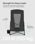 SONGMICS Set of 2 Portable Beach Chairs for Adults, Max. Load 330 lb Each, High Backrest, Cup Holder, Lightweight, Heavy-Duty, Black UGCB067B01V1 🍁 All In One Marketplace Canada