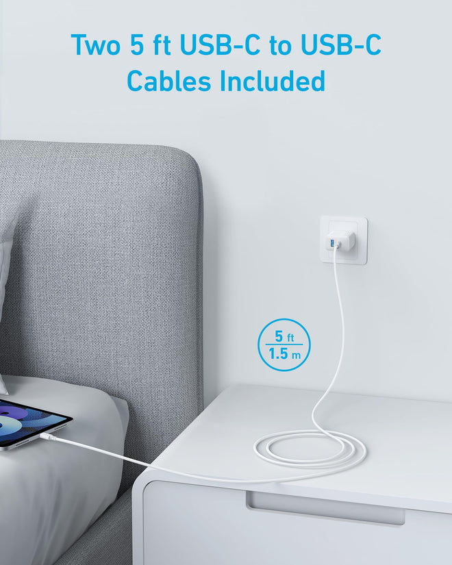 Anker iPhone 17/16 Charger, 2-Pack 20W Fast USB C Charger Block, for iPhone 17/16/16 Pro Max/15 Series/iPad Pro and More (2 Pack & 2 Cable)(White) 🍁 All In One Marketplace Canada