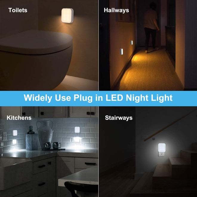 Lomotech Plug-in LED Night Light, 4 Pack Adjustment Lighting White Night Lights, Dusk to Dawn Sensor Nightlight, ETL Certified Night Lamp for Bedroom,Toilet,Stairway,Hallways (Soft White & Cool White) 🍁 All In One Marketplace Canada