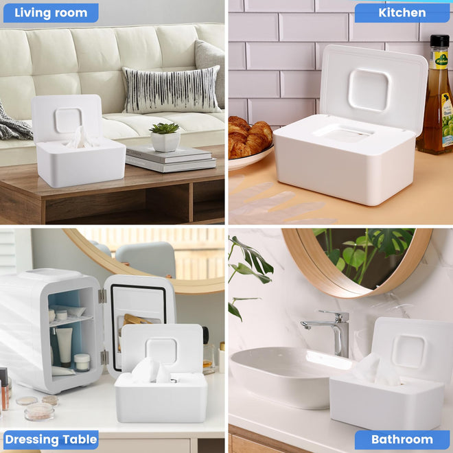 Lijroavy Baby Wipes Dispenser, Baby Wipe Holder for Fresh Wipes, Non-Slip Wipes Container, Refillable Baby Wipes Case with Sealing Design Lid (white) 🍁 All In One Marketplace Canada