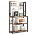 VASAGLE Coffee Bar, Baker’s Rack for Kitchen with Storage, 6-Tier Kitchen Shelves with 6 Hooks, Microwave Stand, Industrial, 15.7 x 31.5 x 65.7 Inches, Rustic Brown and Black UKKS019B01 🍁 All In One Marketplace Canada