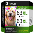 63XL Black High-Yield Ink Cartridge for HP 63 Black Ink Cartridge Replacement for HP Ink 63 Works with HP OfficeJet 3830 4650 5255 5258 Envy 4520 4512 DeskJet 1112 2130 3630 F6U64AN (2 Black Pack) 🍁 All In One Marketplace Canada
