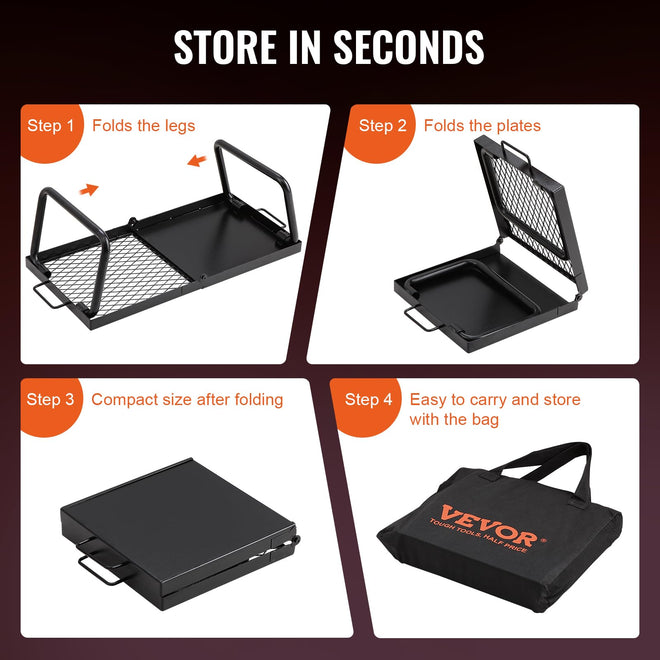 VEVOR Folding Campfire Grill, Heavy Duty Steel Mesh Grate, 22.4" Portable Camping Grates Over Fire Pit, Camp Fire Cooking Equipment with Legs Carrying Bag, Grilling Rack for Outdoor Open Flame Cooking 🍁 All In One Marketplace Canada