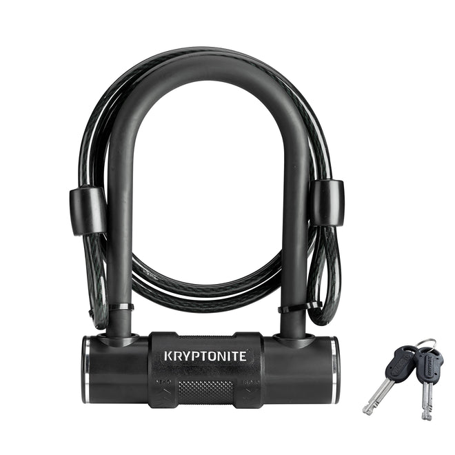 Kryptonite Bike U-Lock with Braided Steel Cable, High Security Anti-Theft Bicycle U Lock, 12mm Shackle and 8mm x4ft Length Security Cable with Keys for Scooter Road Mountain Bikes,Black 🍁 All In One Marketplace Canada