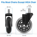 Office Chair Caster Wheels Replacement Rubber Chair Casters (Set of 5), 3 Inch Heavy-Duty Office Chair casters for Hardwood Floors Carpet and Tile Floors Universal fit 🍁 All In One Marketplace Canada