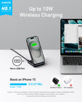 Anker 313 Wireless Charger (Stand), Qi-Certified for iPhone 15/14 / 13/12 / 11 / X / 8, 10W Max for Galaxy S23 / S22 / S21, Micro-USB (9V / 2A Adapter Required, Not Included) 🍁 All In One Marketplace Canada