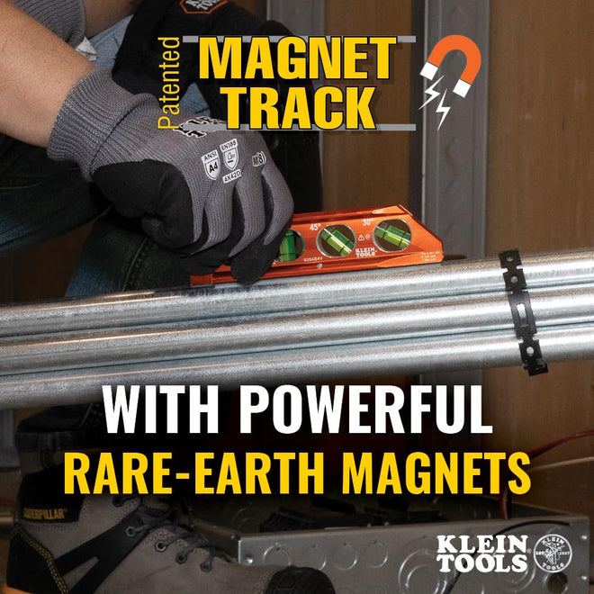 Klein Tools 935AB4V Level, 6-Inch Magnetic Torpedo and Conduit Level with 0/30/45/90 Degree Vials, V-Groove and Magnet Track, High Visibility Orange 🍁 All In One Marketplace Canada