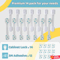 4our Kiddies 14 Pack Baby Proof Cabinet Latches, Childproof Drawer Latches with 12 Extra 3M Adhesives, Adjustable No Drilling Child Safety Cabinet Strap Locks, Baby Drawer Locks for Kids Baby Safety 🍁 All In One Marketplace Canada