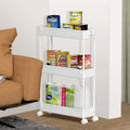 SPACELEAD Slim Storage Cart,3 Tier Bathroom Rolling Utility Cart Storage Organizer Slide Out Cart, Mobile Shelving Unit Organizer Trolley for Office Bathroom Kitchen Laundry Room Narrow Places, White 🍁 All In One Marketplace Canada