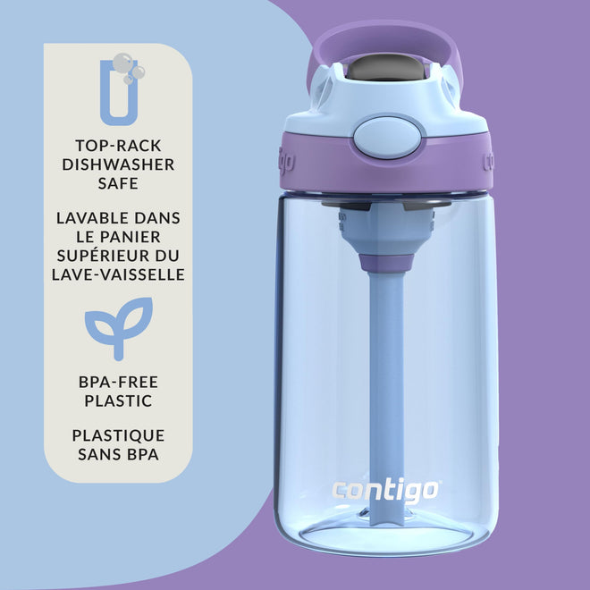 Contigo Kids Aubrey Straw Water Bottle with Leak-Proof Lid, BPA-Free Plastic, Dishwasher Safe, Periwinkle & Amethyst, 14 oz (414 mL) 🍁 All In One Marketplace Canada