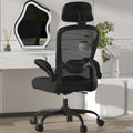 Mimoglad Office Chair, Comfy Desk Chair - High Back Ergonomic Computer Chair with Adjustable Lumbar Support & Headrest, Flip-up Armrests for Guitar Playing (Black(Black Frame)) 🍁 All In One Marketplace Canada