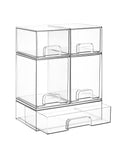 Vtopmart Stackable Storage Drawers Set of 5, 12" Wide and 4.4''&7.6'' High Clear Plastic Organizer Bins for Beauty Supplies,Ideal for Vanity, Bathroom,Cabinet,Pantry Organization 🍁 All In One Marketplace Canada