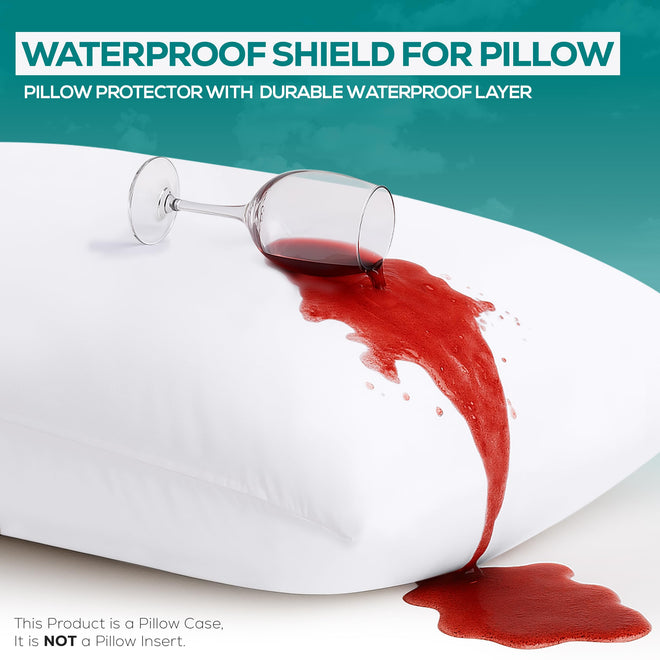 Utopia Bedding Waterproof Pillow Protectors Zippered Queen Size (2 Pack, White), Zippered Pillowcases, Bed Bug Proof Pillow Encasement Covers 20 x 28 Inches 🍁 All In One Marketplace Canada