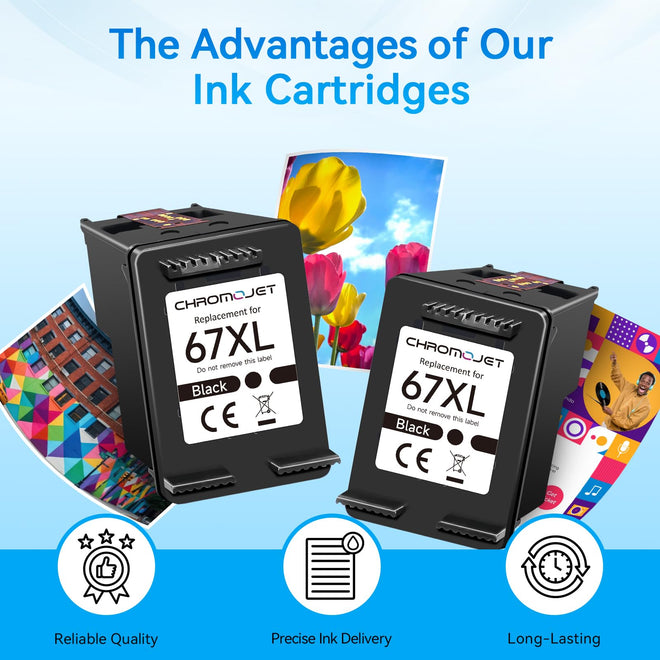 67XL Black Ink Cartridges Compatible for HP 67 Ink Cartridges Compatible for HP Ink 67 Fit for DeskJet 4155e 2855e 2755e 2700 2700e 2800e 4100 4255e 2734e Envy 6055e 6455e 6000 6400 Printer(2 Black) 🍁 All In One Marketplace Canada