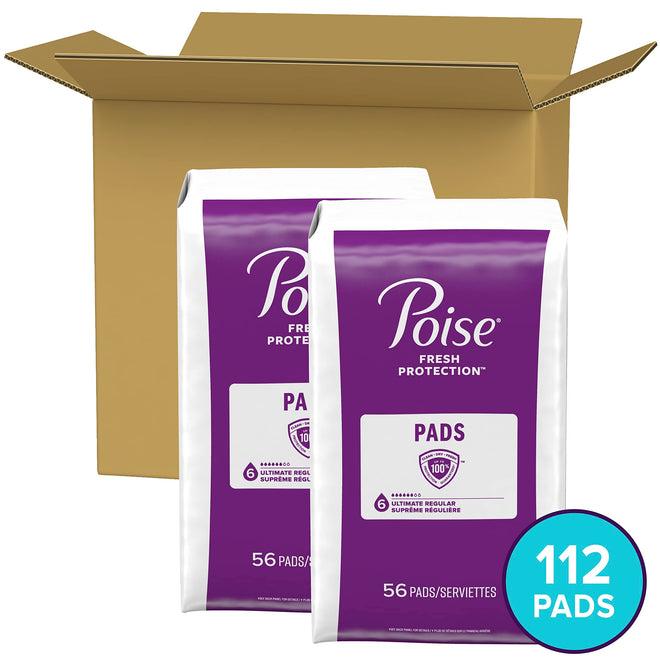 Poise Postpartum Incontinence Pads, Ultimate Absorbency, Regular Length, 112 Count (2 Packs of 56) 🍁 All In One Marketplace Canada