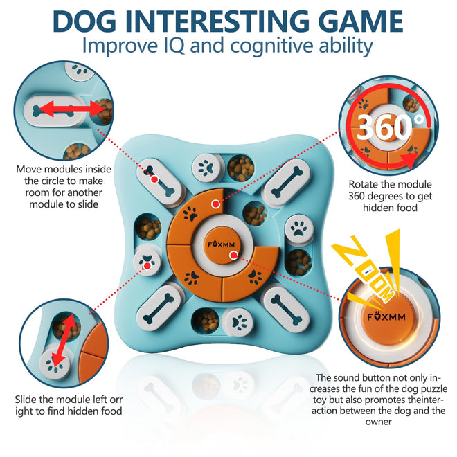 FOXMM Interactive Dog Treat Puzzle Toys for IQ Training & Mental Stimulating,Fun Slow Feeder,Large Medium Small Dogs Enrichment Toys with Squeak Design 🍁 All In One Marketplace Canada