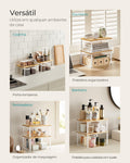 SONGMICS Cabinet Organizer Shelf, Set of 2 Kitchen Counter Shelves, Kitchen Storage, Spice Rack, Stackable, Expandable, Metal and Engineered Wood, Cloud White and Natural Beige UKCS02NW 🍁 All In One Marketplace Canada