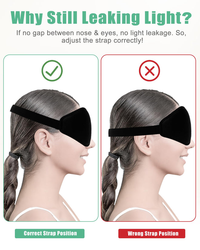 100% Blackout Sleep Mask for Women Men, 2 Packs 3D Contoured Eye Mask for Sleeping with Adjustable Strap, BeeVines Eye Mask for Eyelash Extensions Sleep Mask Blindfold, Soft Breathable Eye Shade Cover for Travel Yoga (Black & Pink)