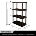 Koolatron Oscar Heavy Duty Plastic Storage Shelves- for Garage, Kitchen, Bathroom Basement, Kids Room, Toys,Stackable 4-Tier Black, Organizer Rack for Books Shoes, Pantry, Cleaning, Made in Canada 🍁 All In One Marketplace Canada