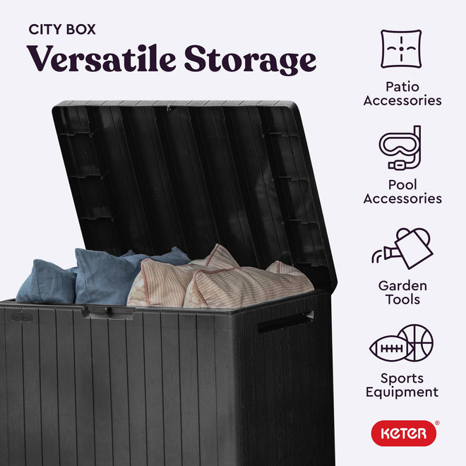 Keter City 30 Gal Outdoor Storage Box and Patio Side Table 🍁 All In One Marketplace Canada
