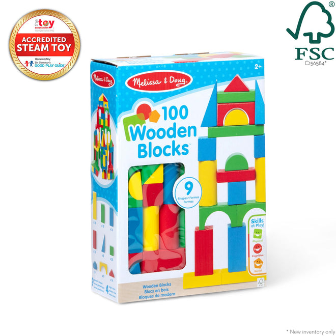 Melissa & Doug 100 Wooden Building Blocks with Storage Box 🍁 All In One Marketplace Canada