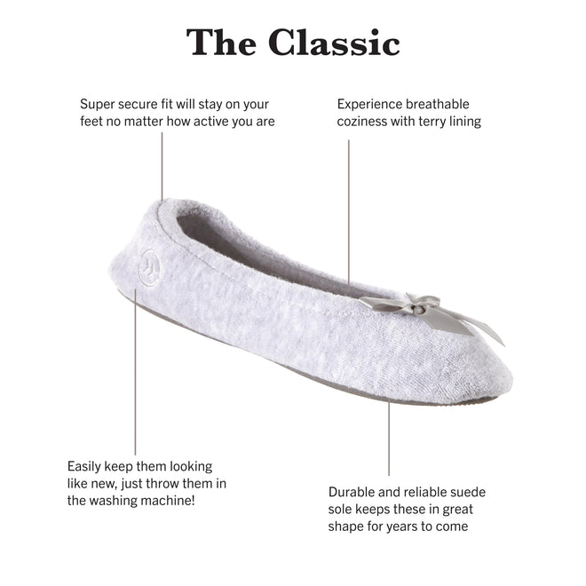 isotoner Women's 2 Pack Ballerina Slipper Quilted and Solid Ballet Flat, Light Grey Quilted, Navy Blue Solid, 9.5-10.5 🍁 All In One Marketplace Canada