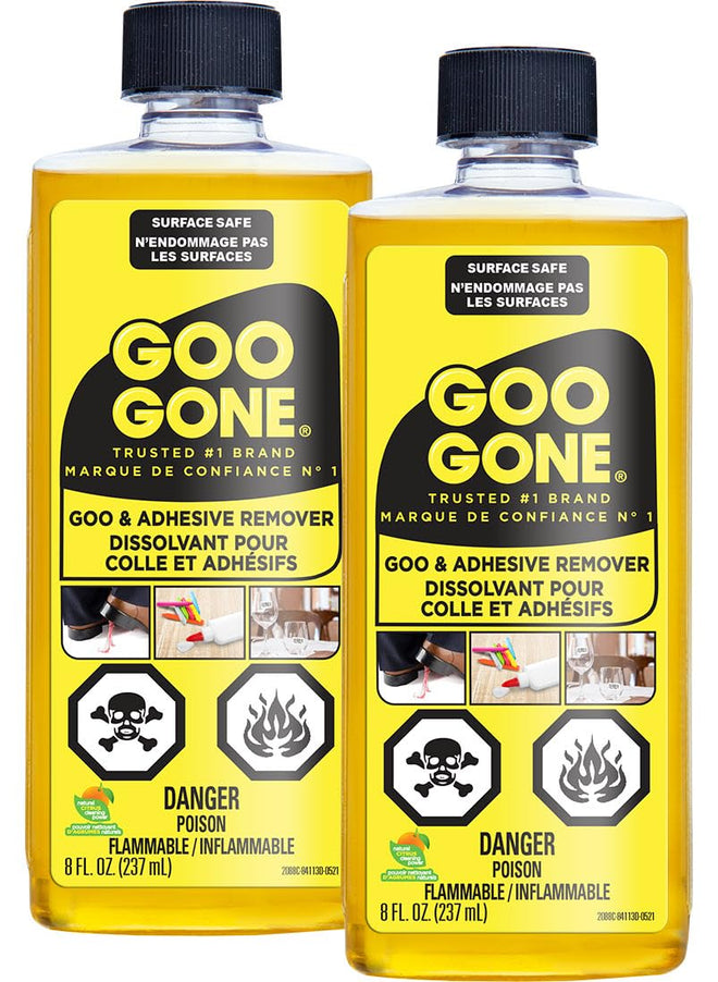 Goo Gone Adhesive Remover - 2 Pack - 8 Ounce - Surface Safe Adhesive Remover Safely Removes Stickers Labels Decals Residue Tape Chewing Gum Grease Tar Crayon Glue 🍁 All In One Marketplace Canada