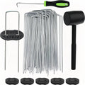 Wohohoho 102Pcs 6 Inches Landscape Staples with Gasket Kit. 50Pcs U-Shaped Garden Stakes and Plastic Fixing Gasket, with Pick Hook and Black Hammer. Pins for Tent Turf Weed Barrier Fabric Hose Fence 🍁 All In One Marketplace Canada