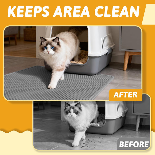 Pieviev Cat Litter Mat Trapper - 76 x 61cm Honeycomb Double Layer Tapis Litiere Chat -Traps Messes, Easy Clean and Durable (Gray) 🍁 All In One Marketplace Canada