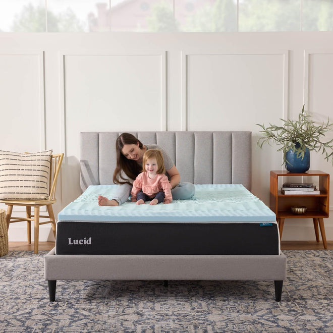 LUCID 2 Inch Gel Memory Foam Plush - Cooling Targeted Convoluted Comfort Zones Mattress Topper - Full 🍁 All In One Marketplace Canada
