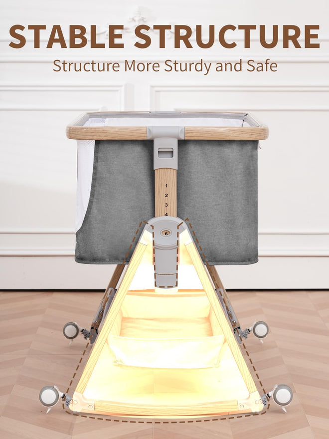 Baby Bassinet Bedside Sleeper - 3 in 1 Bassinets with Waterproof Sheets, Soft Mattress and Breathable Mesh, Adjustable Height Bedside Bassinet for Baby with Wheels, Storage Basket, Gray 🍁 All In One Marketplace Canada
