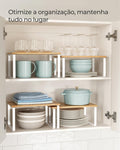 SONGMICS Cabinet Organizer Shelf, Set of 2 Kitchen Counter Shelves, Kitchen Storage, Spice Rack, Stackable, Expandable, Metal and Engineered Wood, Cloud White and Natural Beige UKCS02NW 🍁 All In One Marketplace Canada