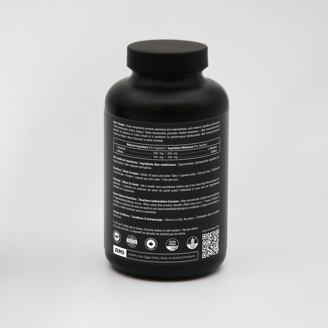 Caffeine Pills with L-Theanine - 180 Energy Pills for Women & Men - Clean & Long-Lasting Focused Energy - Sustained Release 100mg Caffeine + 200mg L Theanine - No Crash Capsules, Vegan Supplement 🍁 All In One Marketplace Canada