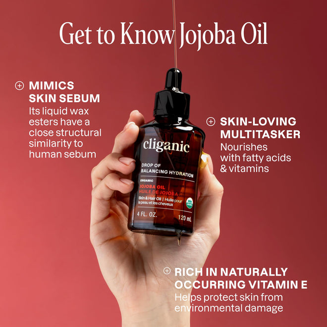 Cliganic Organic Jojoba Oil 473ml, 100% Pure | Bulk, Natural Cold Pressed Unrefined Hexane Free for Hair & Face | Base Carrier Oil 🍁 All In One Marketplace Canada