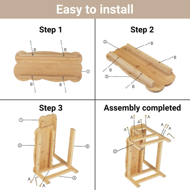 COSYLAND Bamboo Step Stool, Two Step Stools Toddler 300 lbs Capacity with Safety Non-Slip Pads, Bamboo Step Stool for Bathroom, Kitchen Dual Height Step Stools for Kids (Natural) 🍁 All In One Marketplace Canada