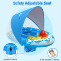 EZIGO Baby Pool Float with Canopy UPF50+ Sun Protection, Inflatable Kids Pool Float with Ocean Animal Toys for Babies 6-36 Months, Infant Swimming Float with Adjustable Safety Seat for Boys Girls 🍁 All In One Marketplace Canada