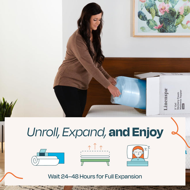 Linenspa 2 Inch Memory Foam Mattress Topper, Gel Infused Queen Mattress Topper, CertiPUR-US Certified 🍁 All In One Marketplace Canada