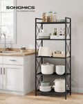SONGMICS 5-Tier Metal Storage Rack, Shelving Unit with X Side Frames, Dense Mesh, 12.6 x 23.6 x 57.3 Inches, for Entryway, Kitchen, Living Room, Bathroom, Industrial Style, Ink Black UBSC165B01 🍁 All In One Marketplace Canada