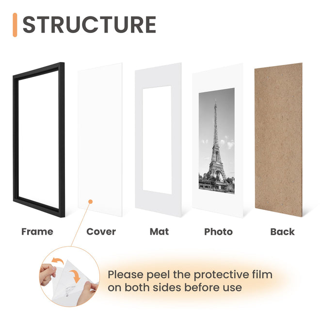 upsimples 8x10 Picture Frame Set of 5,Display Pictures 5x7 with Mat or 8x10 Without Mat,Wall Gallery Photo Frames, Black 🍁 All In One Marketplace Canada