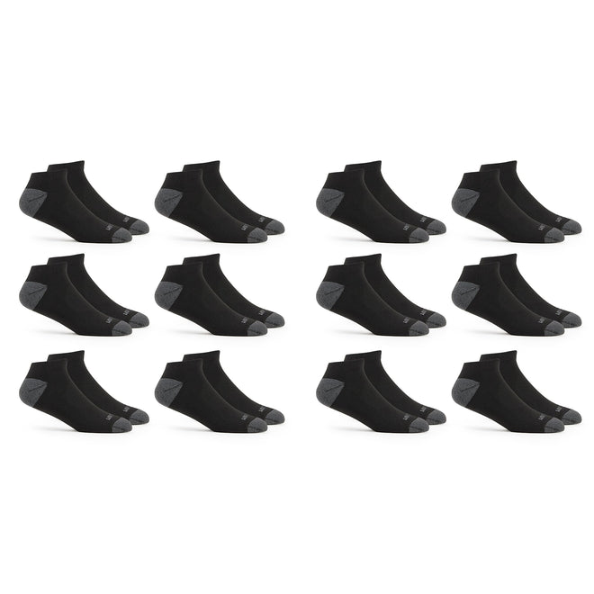 Fruit of the Loom Men's Dual Defense Low Cut Cushioned Moisture Wicking Socks (12 Pack), Black, Medium (6-12) 🍁 All In One Marketplace Canada