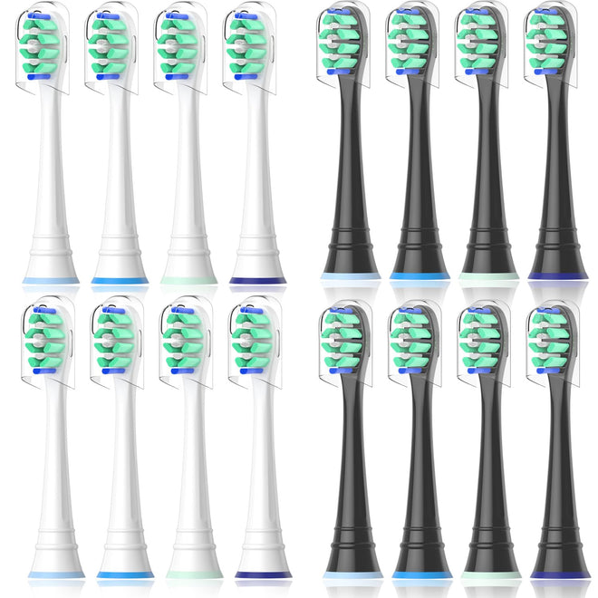 Toothbrush Head Compatible with Philips Sonicare Electric Toothbrush, Replacement Brush Heads for Phillips Sonicare 4100 5100 6100 9900 C2 W3 and More Click-on Handles (8white+8black) 🍁 All In One Marketplace Canada