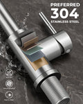 WEWE Pull-Down Kitchen Faucet with Sprayer 3 Modes, High Arc Stainless Steel with Brushed Nickel Finish, for 1 or 3 Hole Kitchen Sinks for Pot Filler, Farmhouse Bar Laundry 🍁 All In One Marketplace Canada