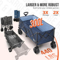 Overmont 300L Foldable Collapsible Wagon - Heavy Duty Utility Beach Wagon Cart with Rotatable Wide Wheels Inside Pockets for Camping Garden Shopping Sports - 440lbs Load 🍁 All In One Marketplace Canada