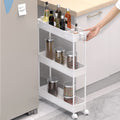 SPACELEAD Slim Storage Cart,3 Tier Bathroom Rolling Utility Cart Storage Organizer Slide Out Cart, Mobile Shelving Unit Organizer Trolley for Office Bathroom Kitchen Laundry Room Narrow Places, White 🍁 All In One Marketplace Canada