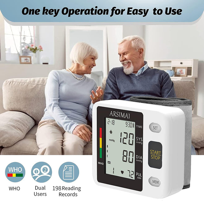 Blood Pressure Monitor - Wrist Accurate Automatic High Blood Pressure Monitors Portable LCD Screen with Storage Case and Adjustable Cuff Powered by Battery -Black 🍁 All In One Marketplace Canada