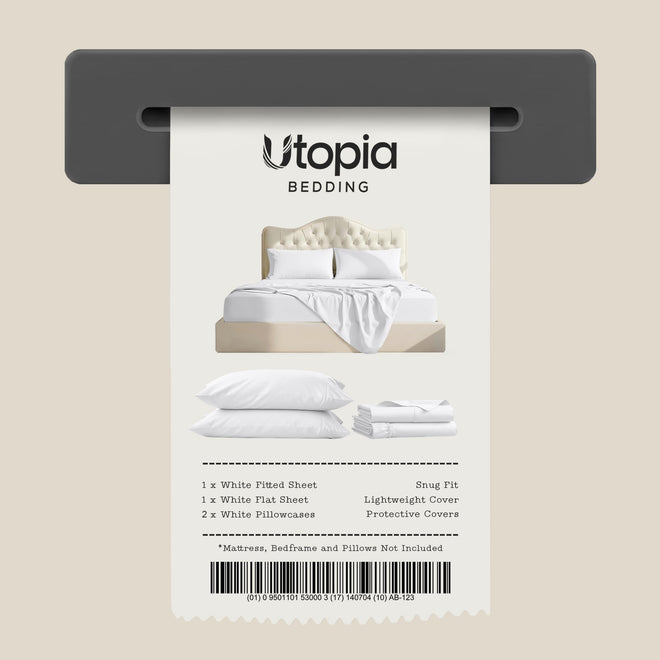 Utopia Bedding King Bed Sheets - 4 Piece King Size Cooling Sheet Set - Hotel Luxury Soft Breathable Microfiber, Oeko-TEX, Deep Pocket Easy Fit & Care, Fade & Wrinkle Resistant, White 🍁 All In One Marketplace Canada
