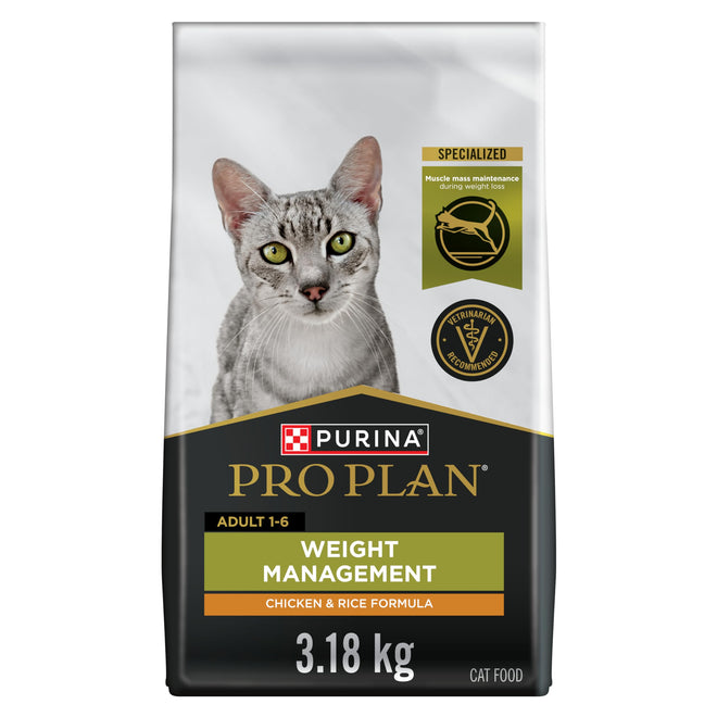 Pro Plan Dry Cat Food, Weight Management, Chicken & Rice 3.18kg 🍁 All In One Marketplace Canada