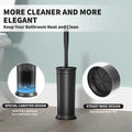 UPTRONIC Toilet Brush, Toilet Bowl Brush with Extra Long Handle Durable Bristles Toilet Scrubber and Covered Holder for Toilet Brush Set for Bathroom Cleaning (Black-02) 🍁 All In One Marketplace Canada